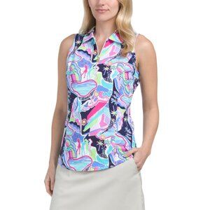 G LIFESTYLE Navy Upf 50 Sleeveless Polo
